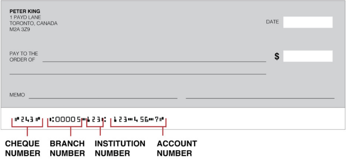 Where to find your banking numbers on a cheque